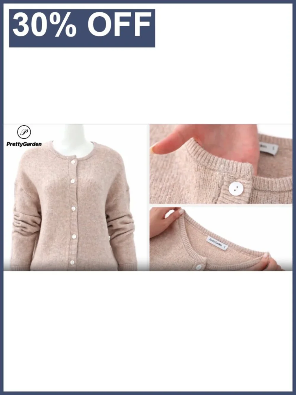 Long Sleeve Crewneck Button Down Cardigan Sweater Lightweight Knit